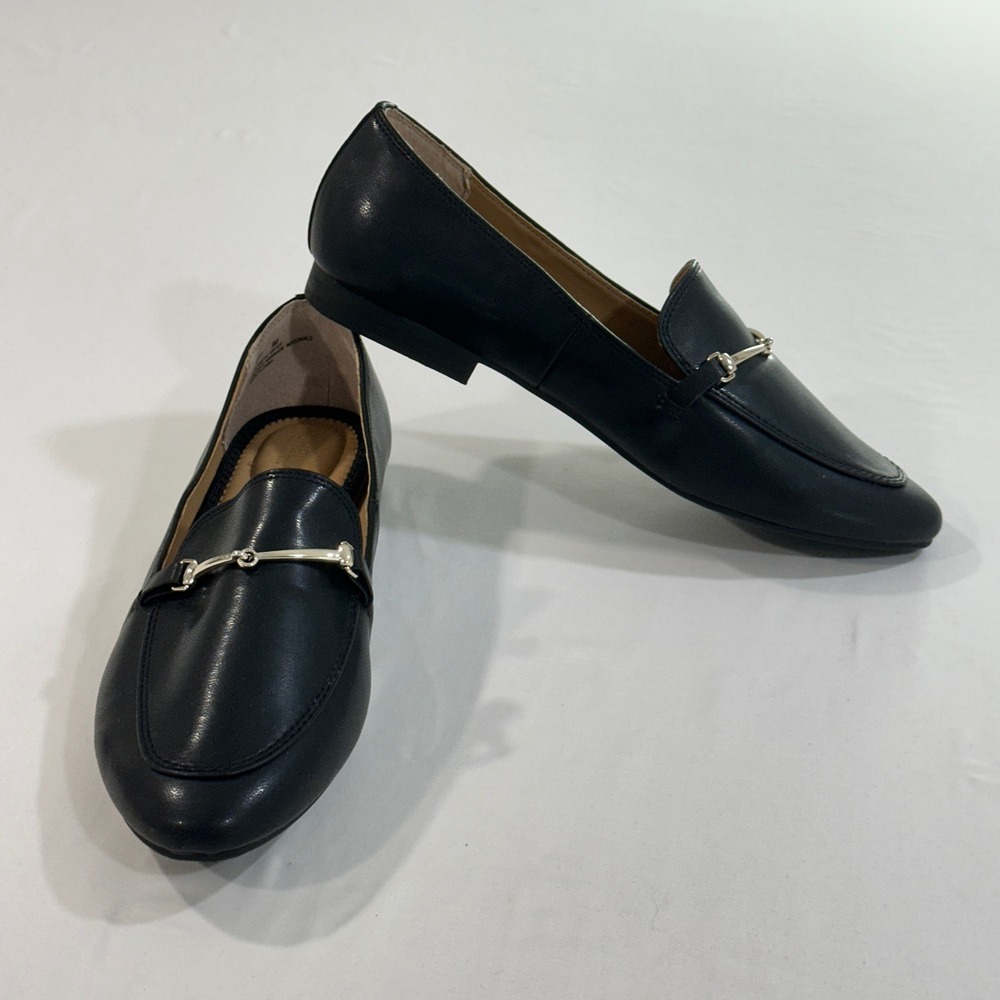 Rachel Zoe Axe Horsebit Loafers Womens 9 Black Vegan Leather Flats 765561